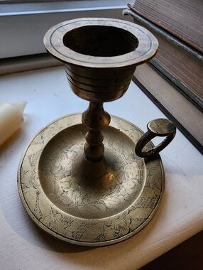 Brass Etched Candle Holder